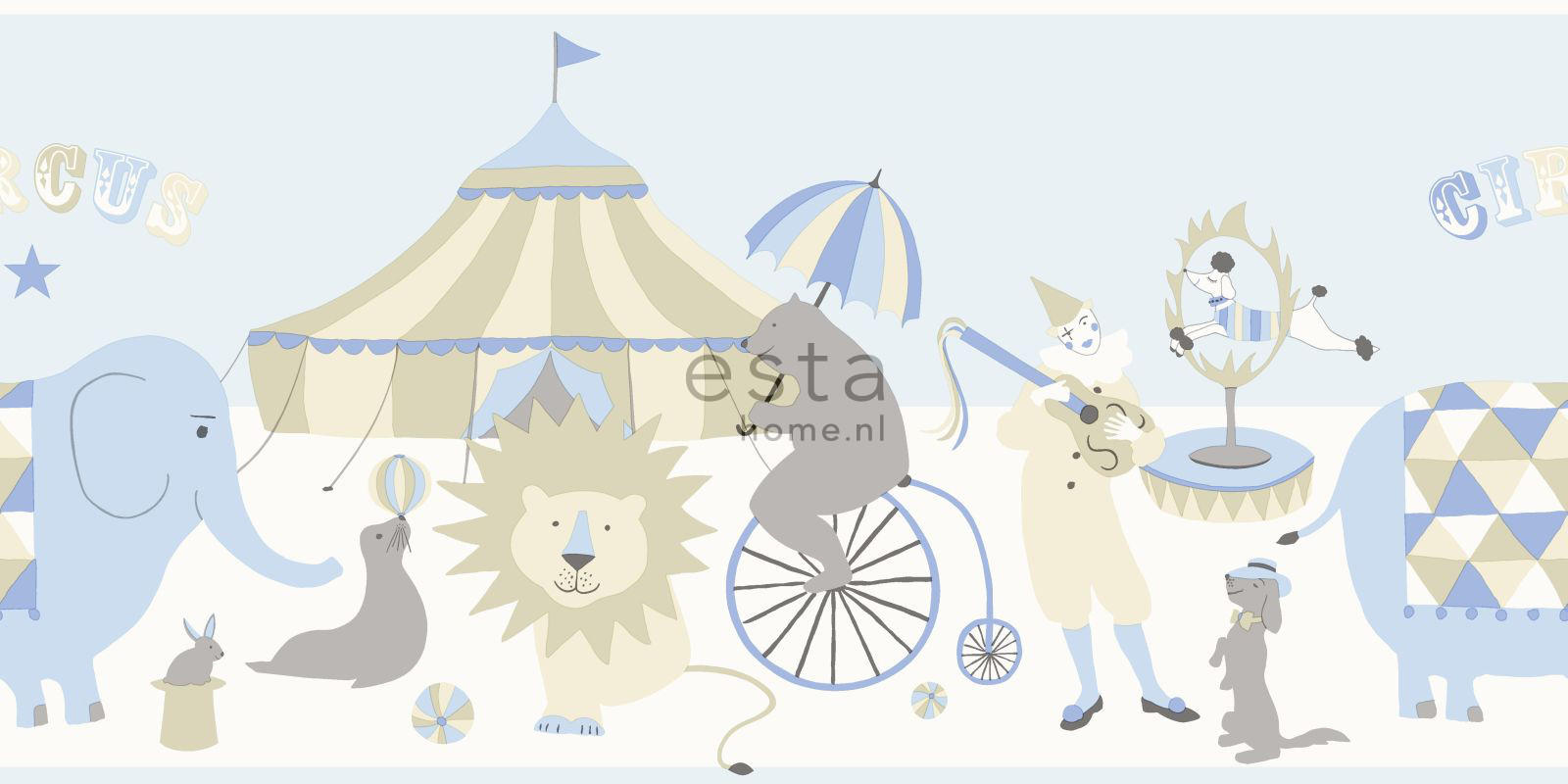TAPETENBORDÜRE Zirkus 500 x 26.5 cm - Blau, Papier (500/0.1cm) - ESTAhome