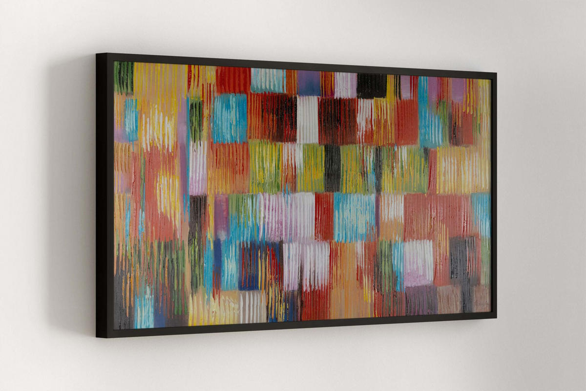 OLEJOMAĽBA 140/70 cm, Mesto a architektúra - oranžová/viacfarebná, drevo/textil (140/70cm) - KUNSTLOFT