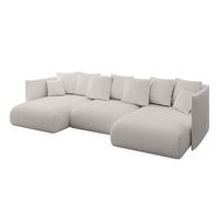 WOHNLANDSCHAFT mit Schlaffunktion und Bettkasten ONESK-U 304x165x40 Hellgrau Cord - Hellgrau, Holzwerkstoff/Kunststoff (304/90/165cm) - ALTDECOR
