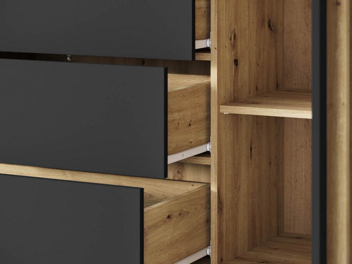 SIDEBOARD Helsinki 150 - Beige/Schwarz, Holzwerkstoff/Kunststoff (150/78/40cm) - MIRJAN24