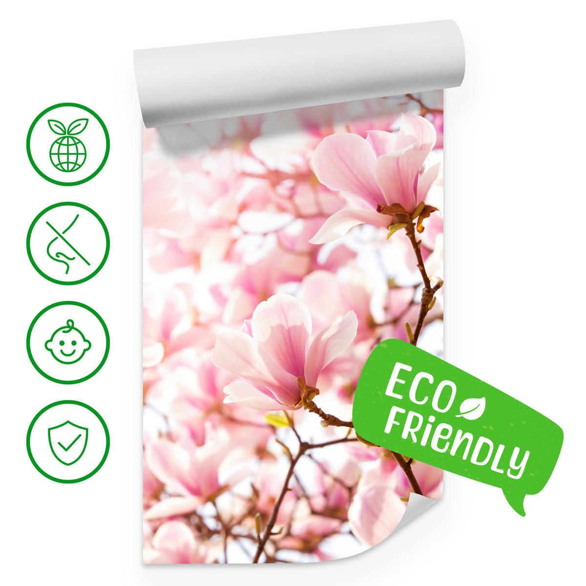 FOTOTAPETA Pre Spálňu Ružové Kvety Magnólie Florálna Jemná 500 x 350 cm - hnedá/ružová, papier (500/350cm) - Muralo