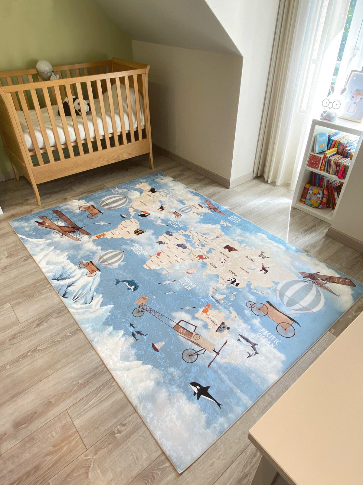 KINDERTEPPICH mit Weltkartenmotiv Happy 160x230 cm - Blau, Textil (160/230cm) - Nazar Rugs