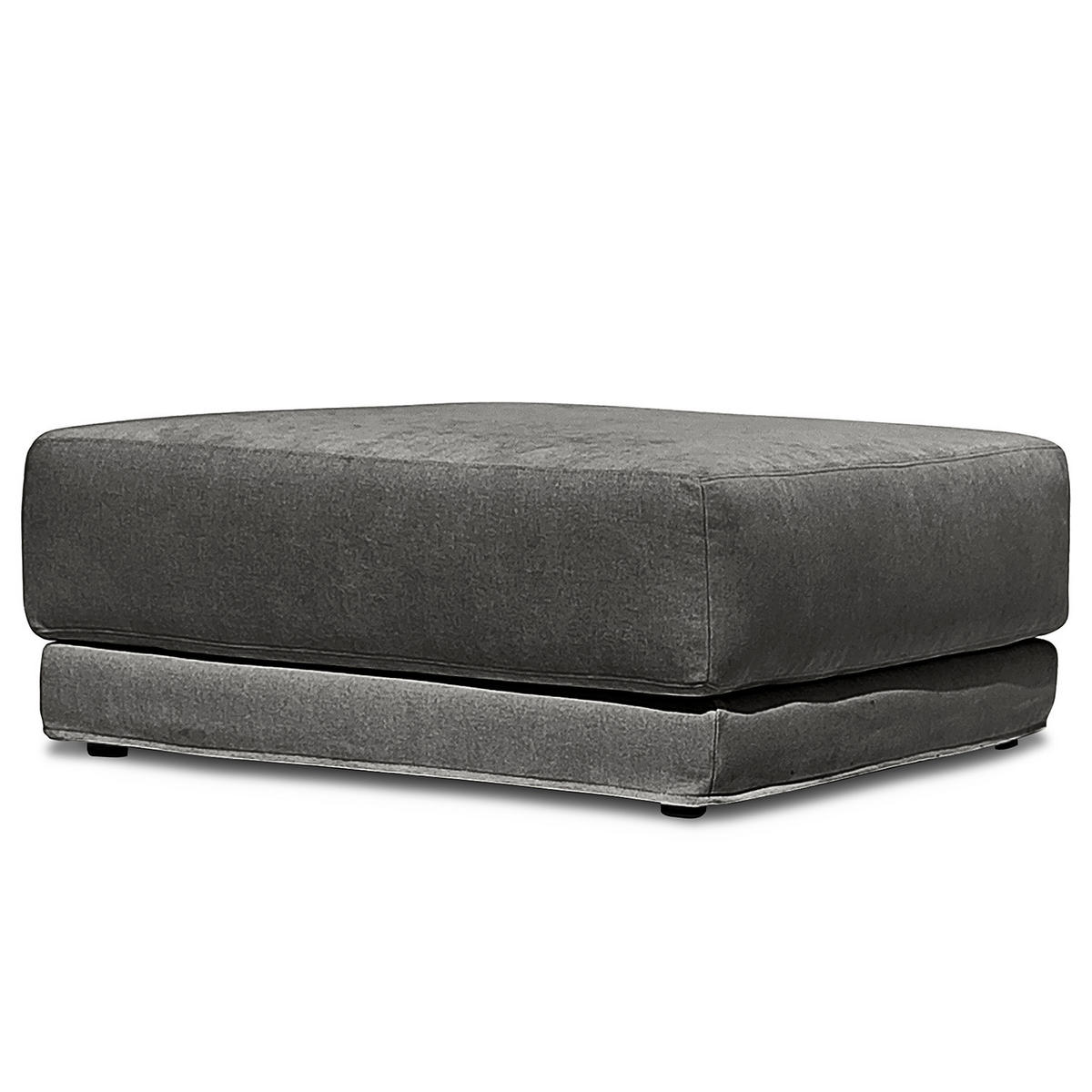 POLSTERHOCKER mit Wechselbezug - Webstoff - Dunkelgrau/Schwarz, Holz/Kunststoff (92/45/92cm) - home24