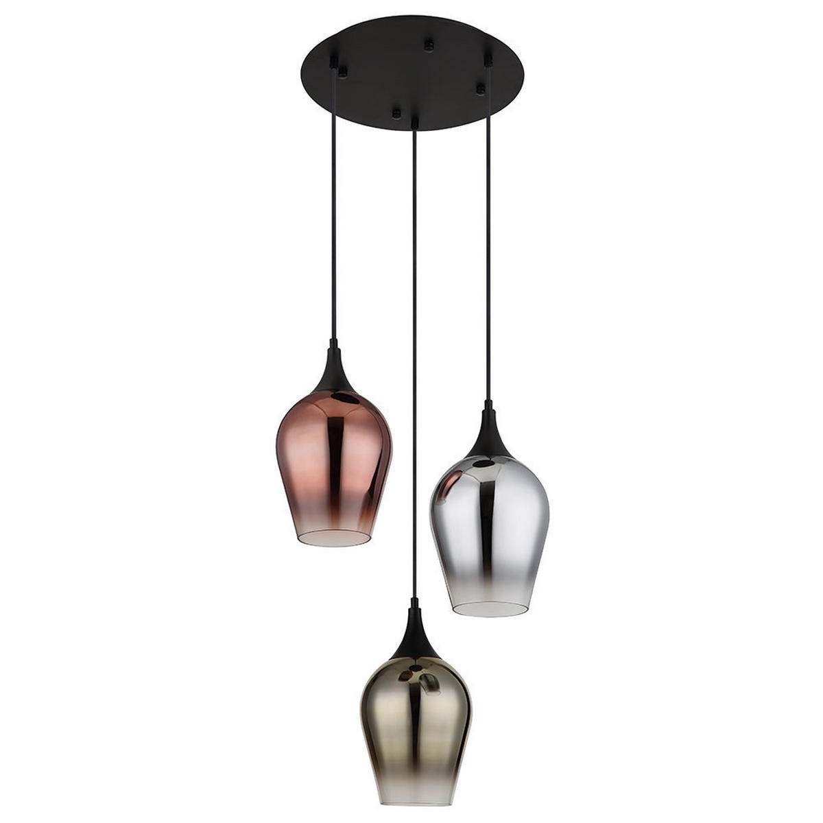 LED HÄNGELEUCHTE Metall Bunt 3-Flammig - Multicolor, Glas (45/45/120cm) - Globo Lighting