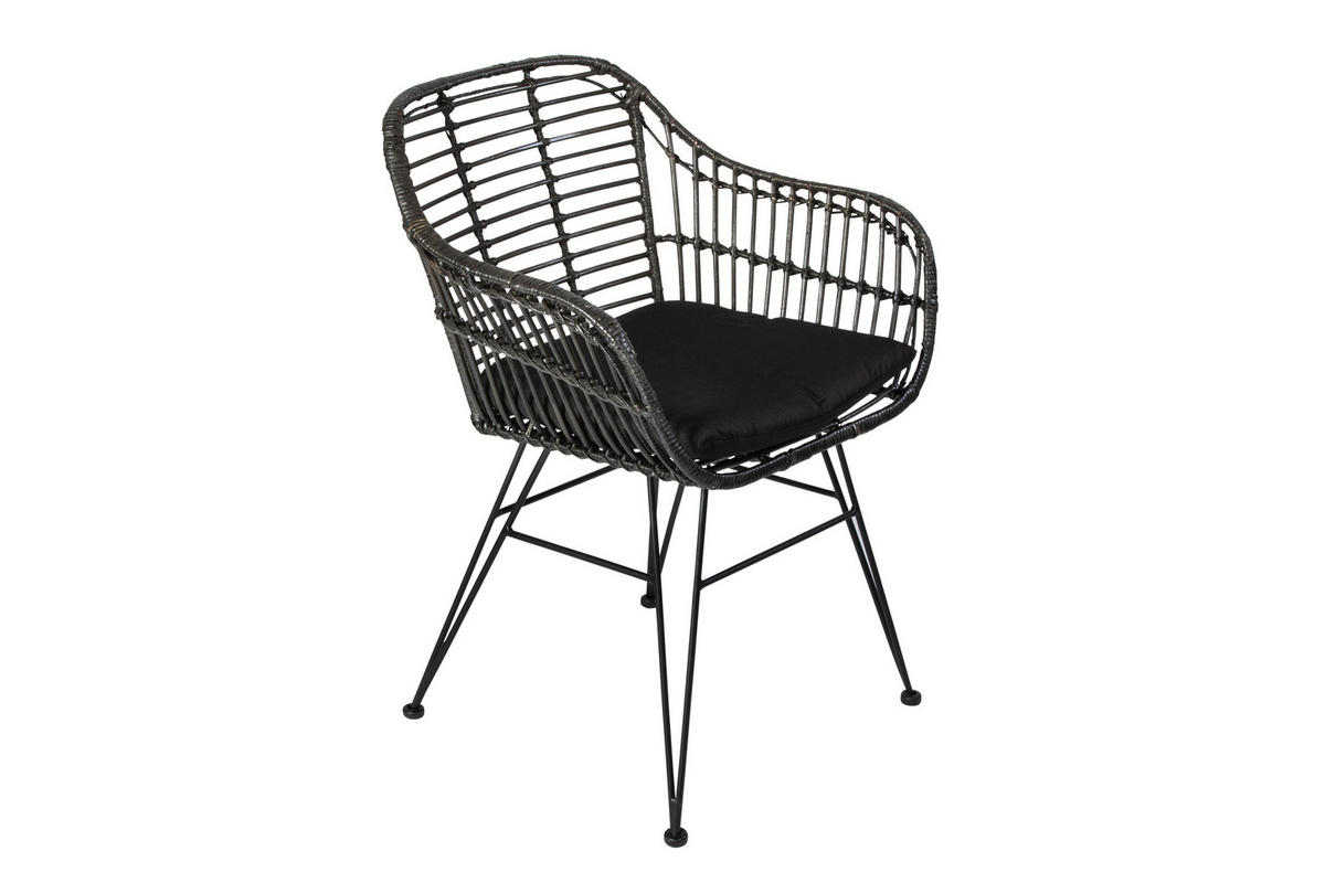 ESSZIMMERSTUHL ANTALYA - Schwarz, Naturmaterialien/Metall (43/82/40cm) - SAM