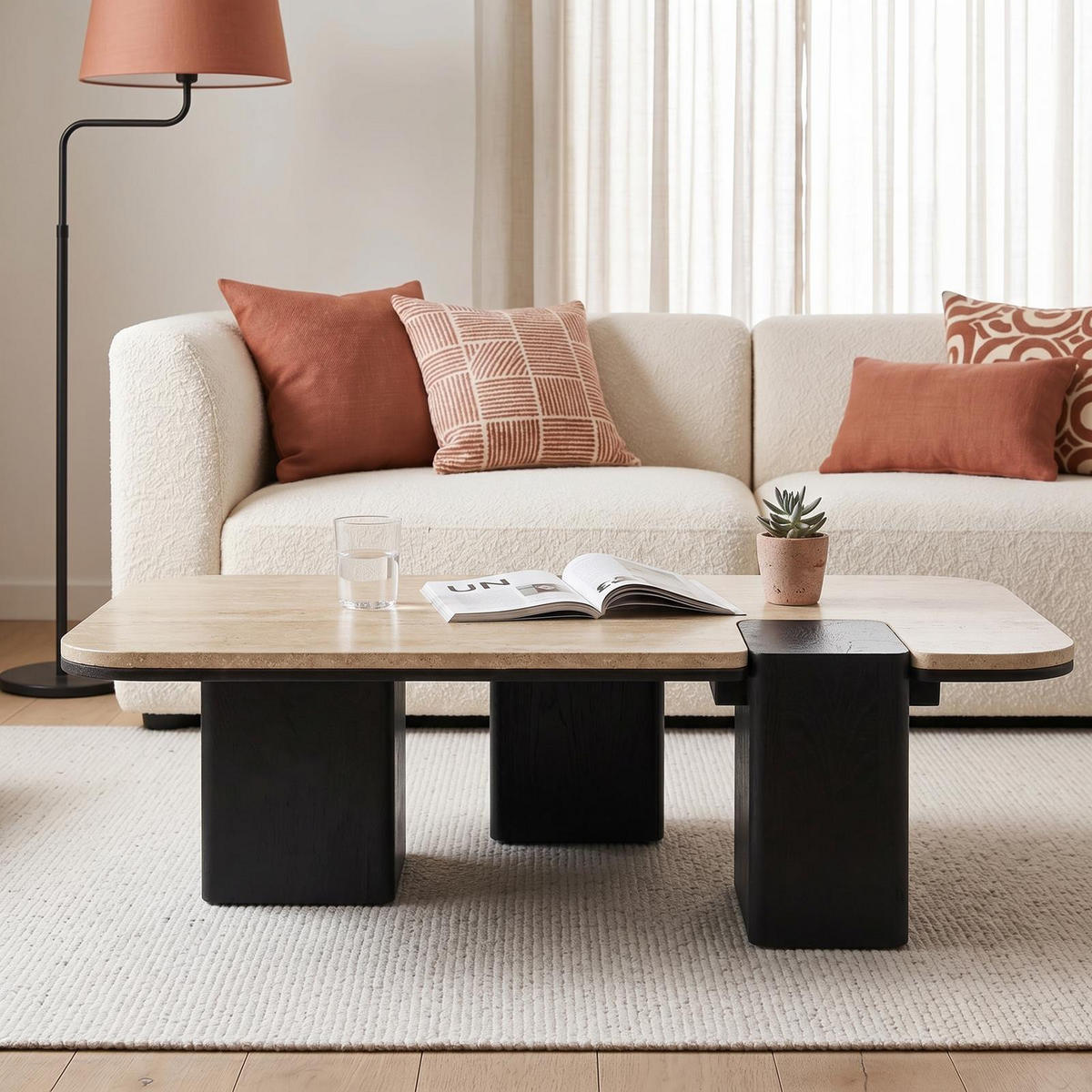 COUCHTISCH SURAT beige/schwarz - Beige/Schwarz, Naturmaterialien/Holz (60/100/27cm) - IDIMEX