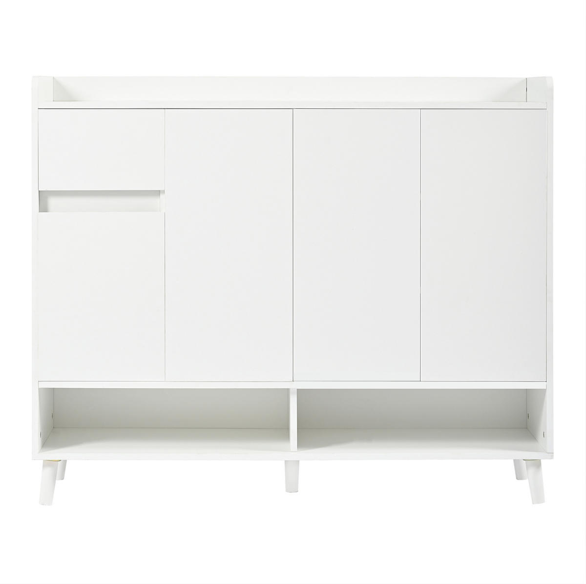 SCHUHSCHRANK mit 4 Türen und 1 Schublade 120 x 35 x 99 cm Weiß - Weiß, Holzwerkstoff (35/99/120cm) - Beauniv
