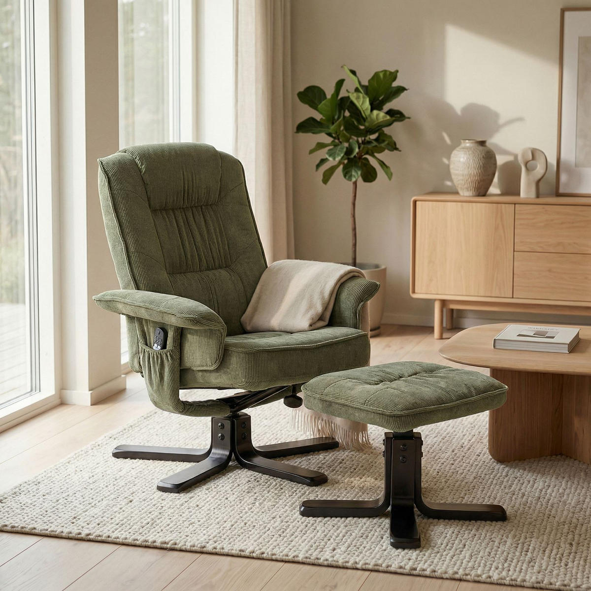 RELAXSESSEL CHARLY - Schwarz/Grün, Textil (76/87/61cm) - IDIMEX