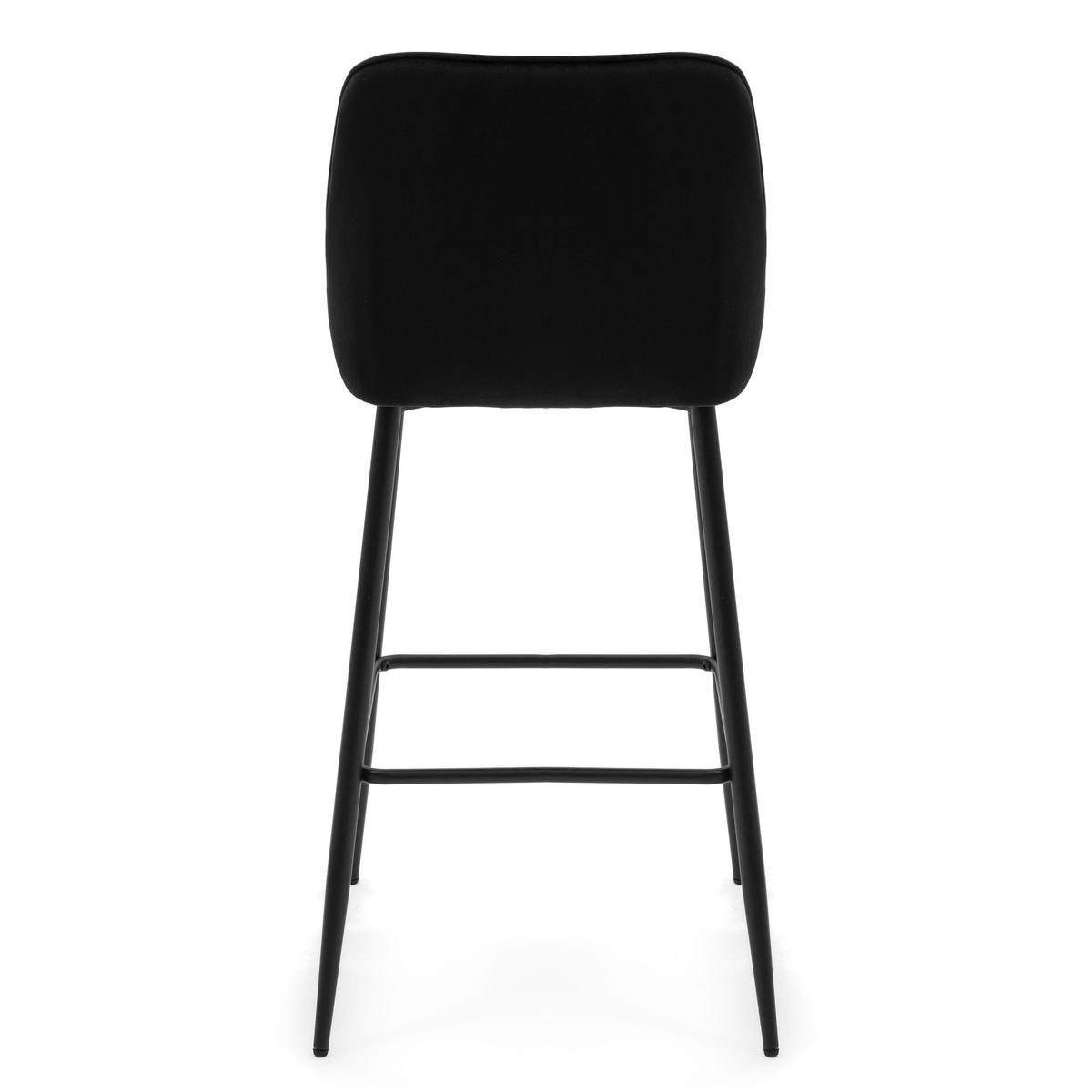 BARHOCKER VASTO gepolstert mit Steppung - schwarz - Samt Velours - Schwarz, Metall (50/95/55cm) - NEW HOME