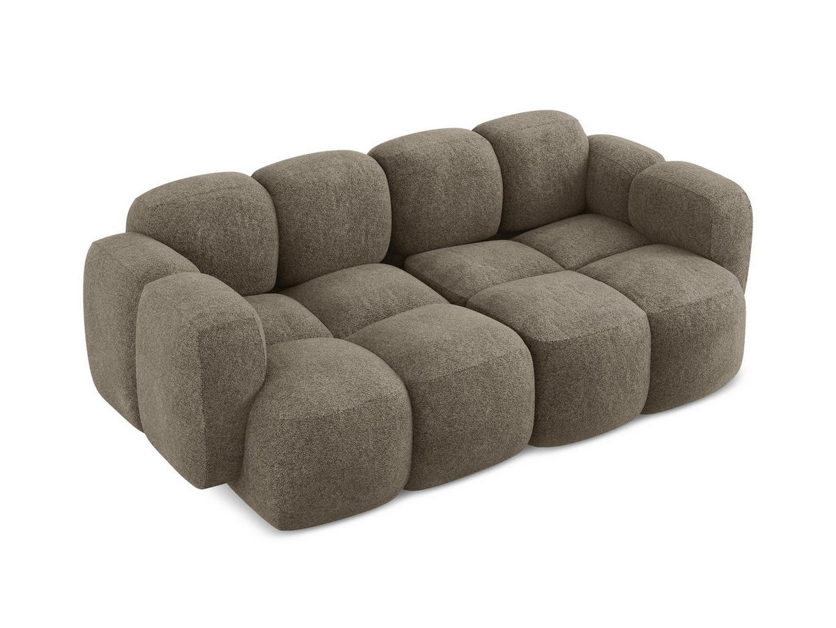 2-SITZER SOFA Chenille Stoff - Schwarz/Olivgrün, Holzwerkstoff/Kunststoff (210/72/115cm) - Makamii
