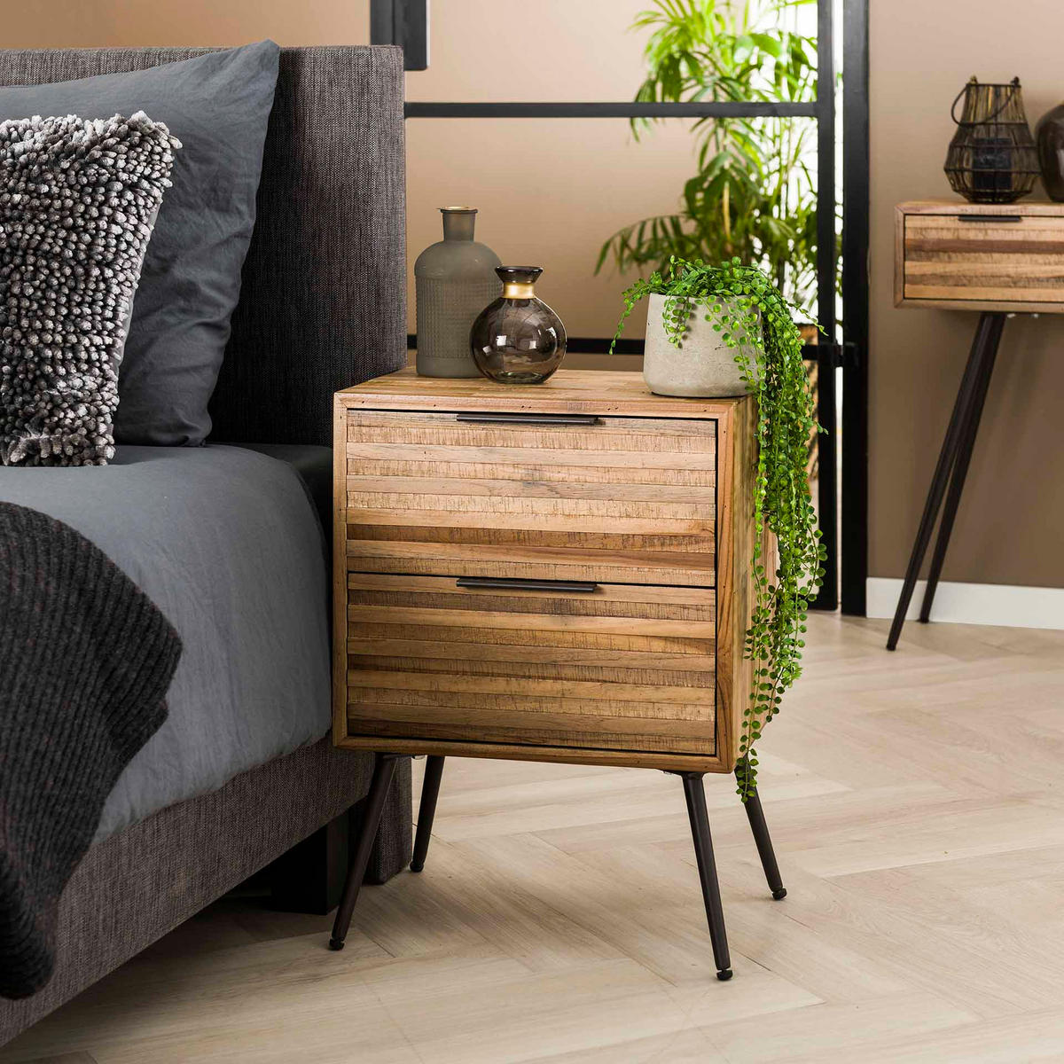 NACHTTISCH Teca Braun 30/45/60 cm - Braun, Holz (45/60/30cm) - Hoyz Collection