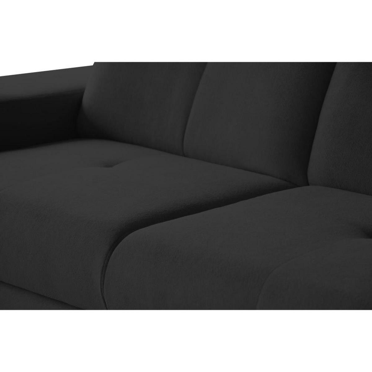 ECKSCHLAFSOFA Leon L Schwarz - Schwarz, Kunststoff/Textil (255/120cm) - Beautysofa