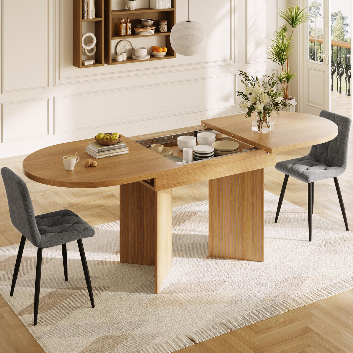 AUSZIEHTISCH 120-160/80/75 cm in Naturholzfarbe – platzsparend & flexibel - Hellbraun, Holzwerkstoff (120/80/75cm) - BEAOK