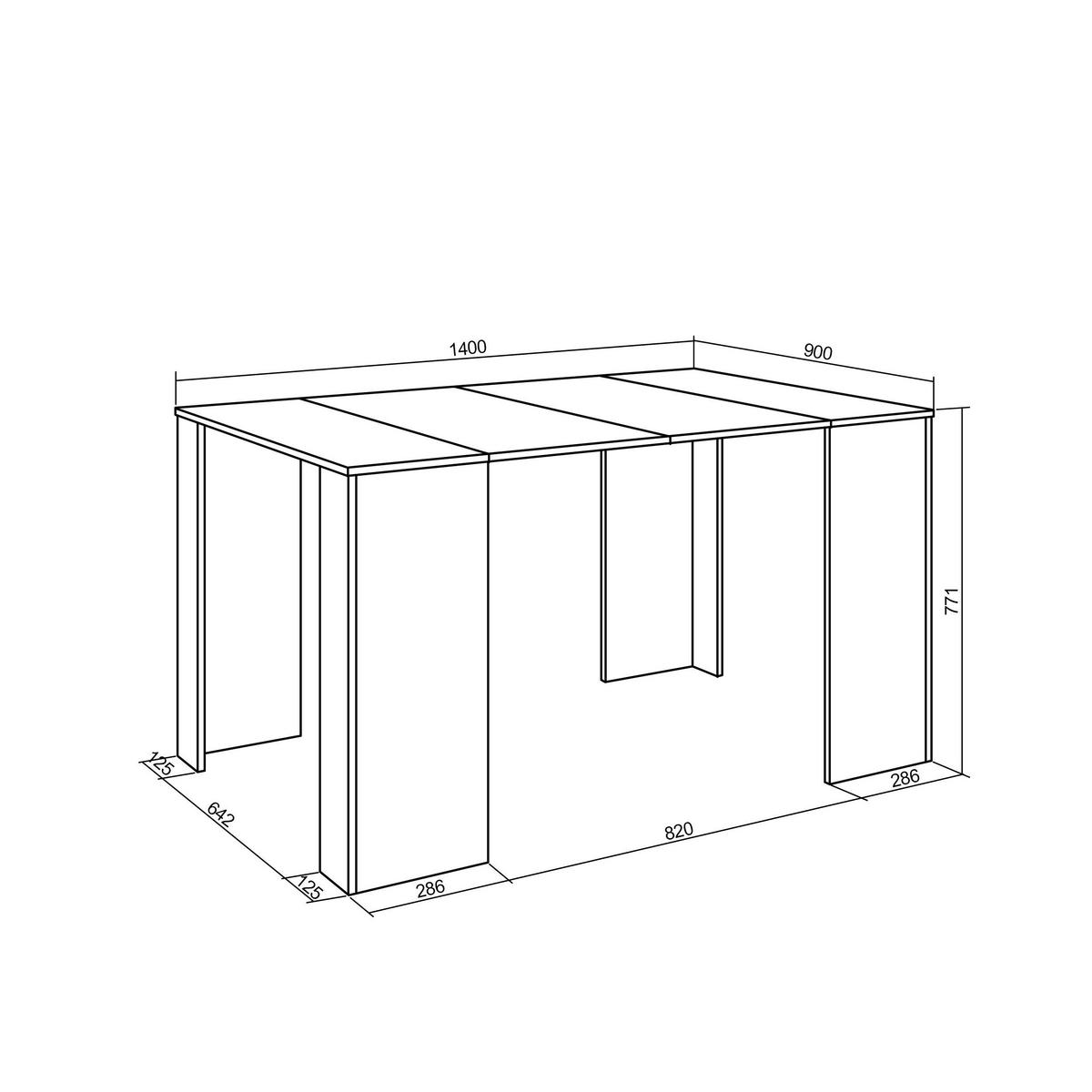 KONSOLENTISCH, ausziehbar bis 140cm , Schwarz Eiche - Schwarz/Naturfarben, Holzwerkstoff (140/140/77cm) - Skraut Home