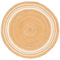 NATURFASER TEPPICH JUTE SALSA STREIFEN RUND - Creme, Textil (120/120cm) - Pergamon