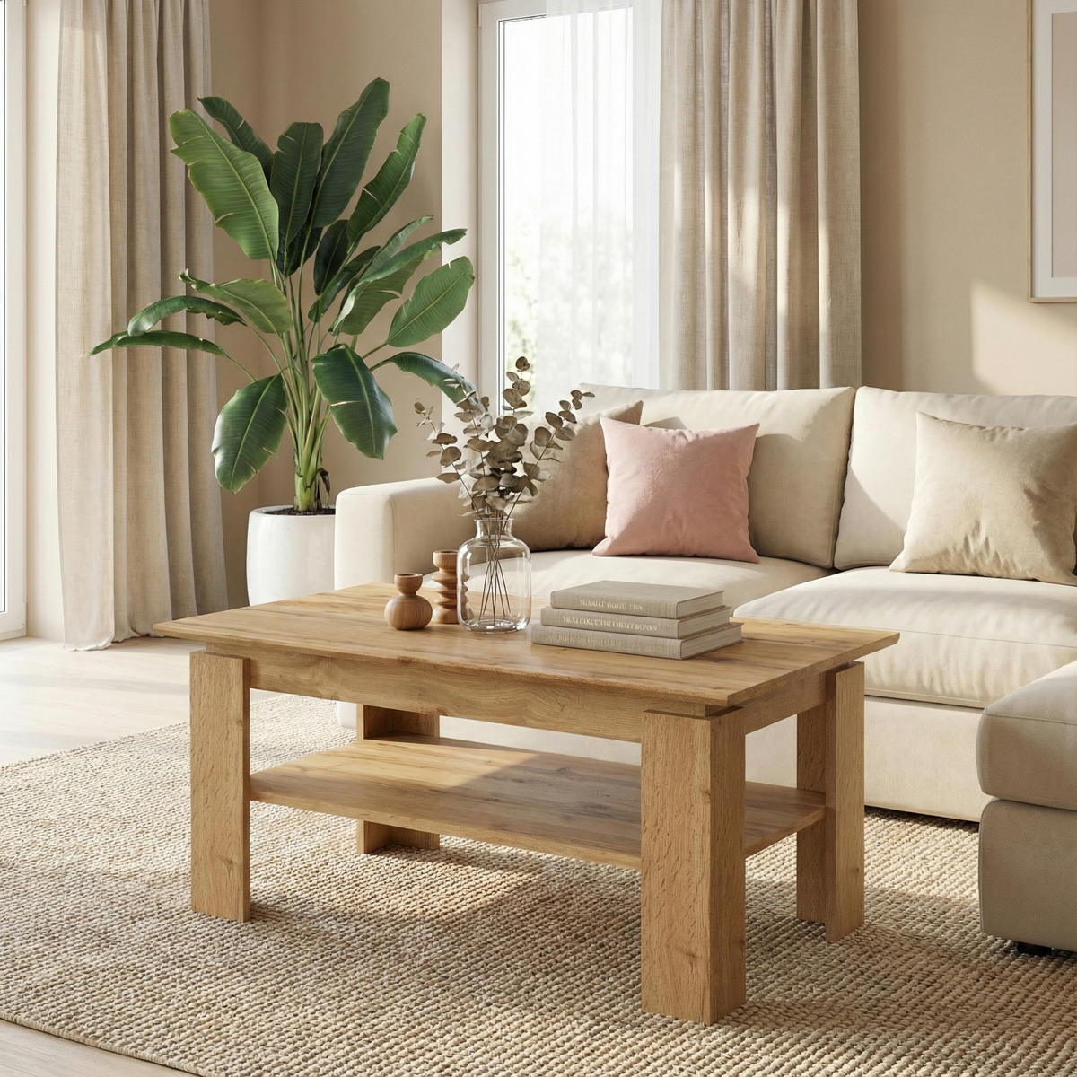 COUCHTISCH SOLA STO2 Zusätzliches Regal Eiche Wotan - Eiche Wotan, Holzwerkstoff/Kunststoff (55/90/43cm) - Komodee