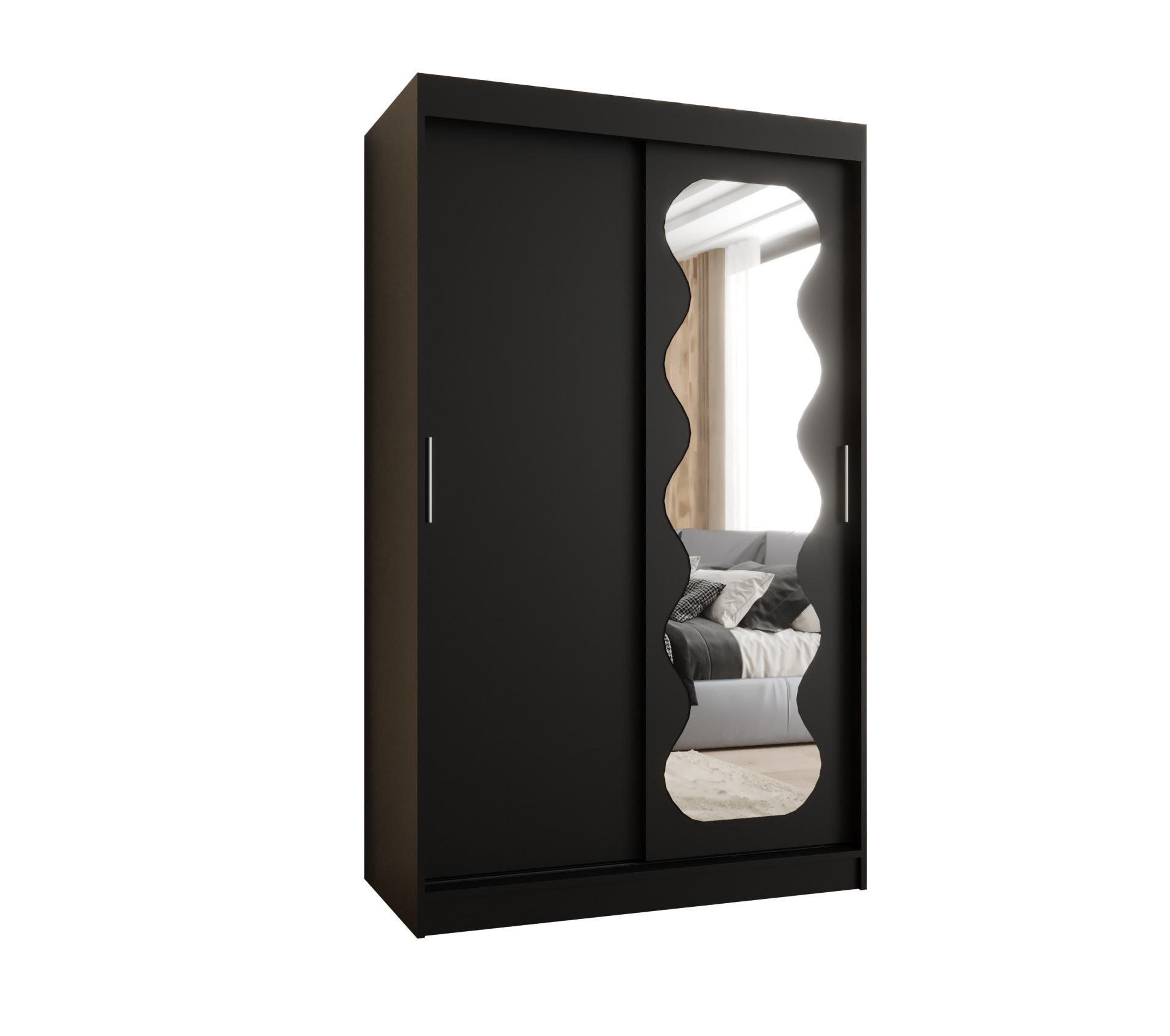 SCHWEBETÜRENSCHRANK 200/120/62 2-türig - Silberfarben/Schwarz, Holz (120/200/62cm) - MÖBEL KRYSPOL