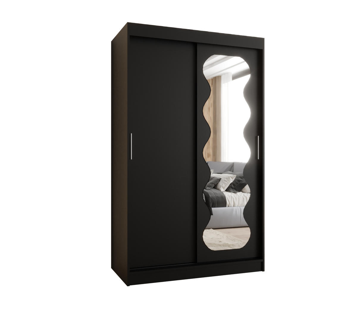 SCHWEBETÜRENSCHRANK 200/120/62 2-türig - Silberfarben/Schwarz, Holz (120/200/62cm) - MÖBEL KRYSPOL