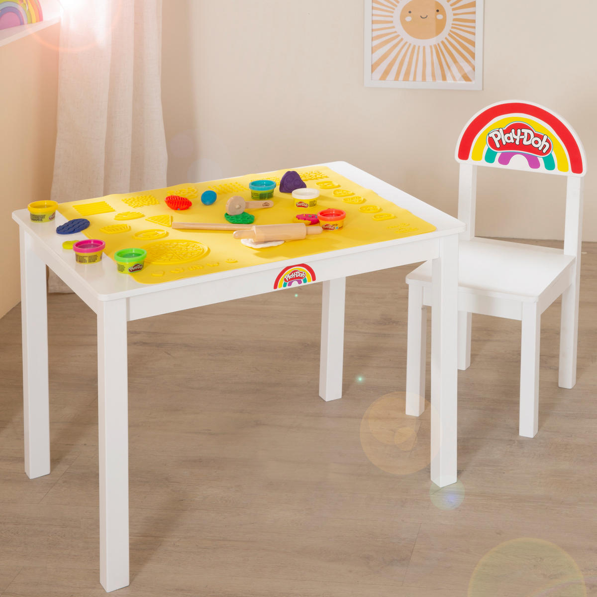 KINDERSITZGRUPPE roba x Play-Doh - Weiß, Holz (50/51/60cm) - Roba