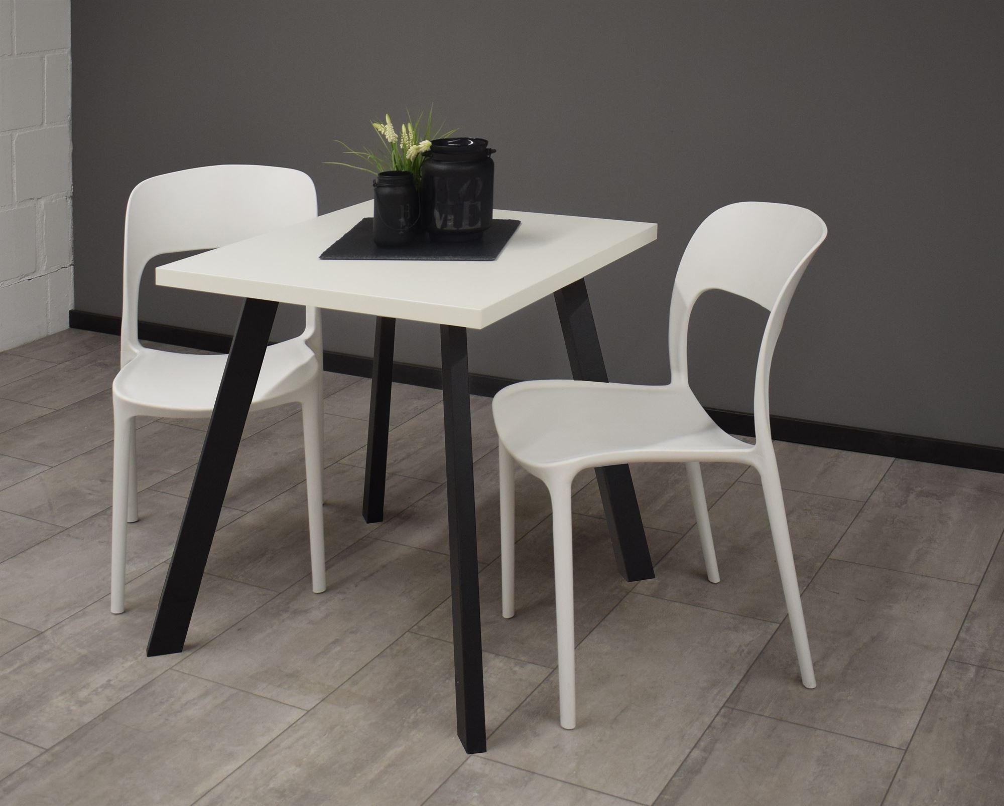 BISTROTISCH Eirene 70x70x75 schwarz matt/weiß matt lack - Weiß, Metall (70/70/75cm) - 58aufmkessel