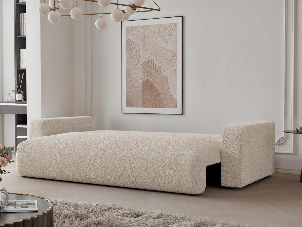 SOFA mit Schlaffunktion, Creme - Creme, Holzwerkstoff (246/79/93cm) - Idohome