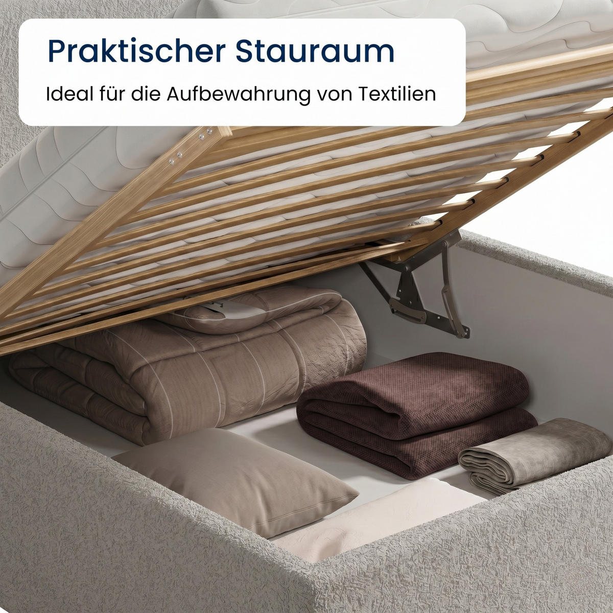 POLSTERBETT 100x200 cm Bouclé Silber - Silberfarben, Textil (100/200cm) - Home Collective