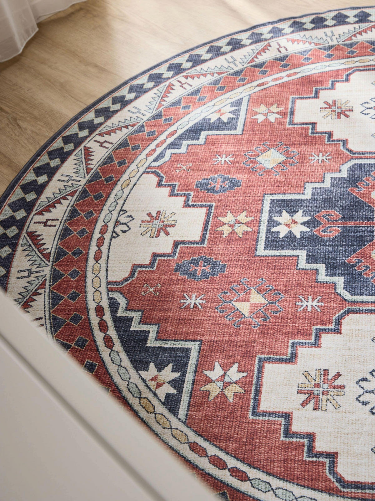 VINTAGE-TEPPICH George waschbar ø 160 cm rund - Blau/Multicolor, Kunststoff (160/160cm) - benuta