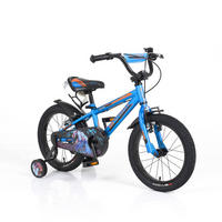 KINDERFAHRRAD 16" Monster blau, Stützräder, Reflektoren, einstellbar - Blau, Metall (72cm)