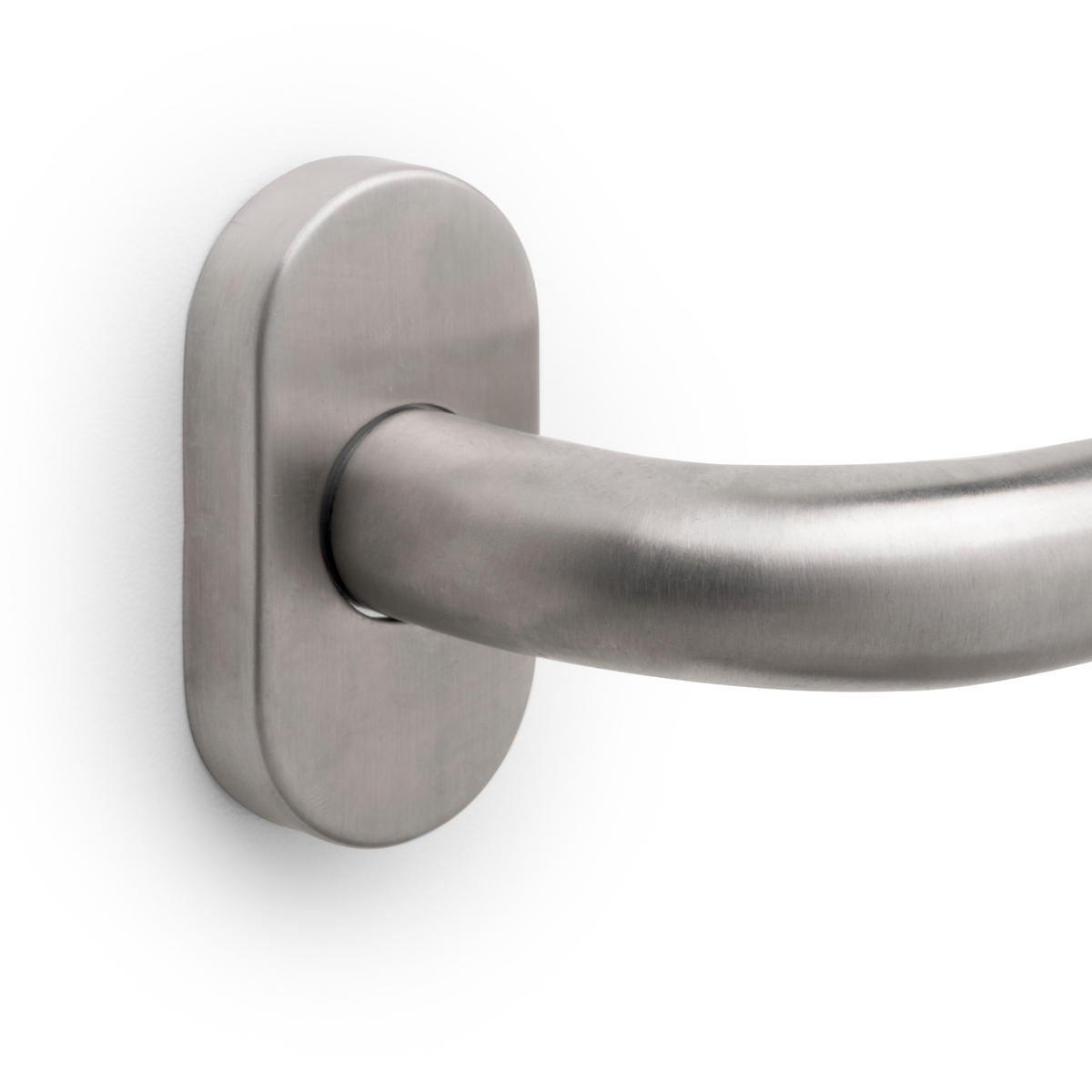 GRIFFE mit ovaler Rosette für Innentüren, L-Form, Edelstahl, Nickel satiniert 2er-set - Silberfarben, Metall (10/6/16cm) - EMUCA