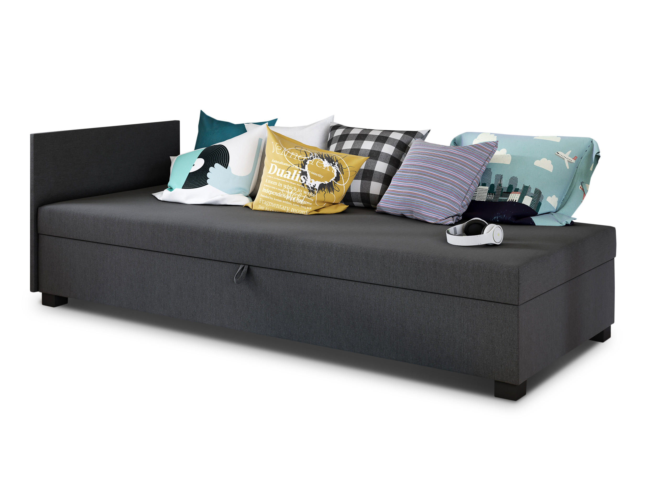 SCHLAFSOFA Misti II - Schwarz/Grau, Holz/Kunststoff (197/66/80cm)