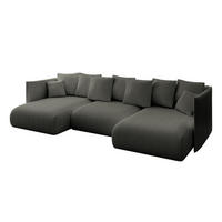 WOHNLANDSCHAFT mit Schlaffunktion und Bettkasten ONESK-U 304x165x40 Dunkelgrau Cord - Dunkelgrau, Holzwerkstoff/Kunststoff (304/90/165cm) - ALTDECOR