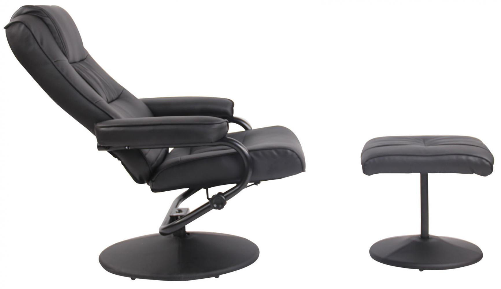 SESSEL MIT HOCKER Lederlook Schwarz - Schwarz, Textil/Metall (77/92/72cm) - CLP