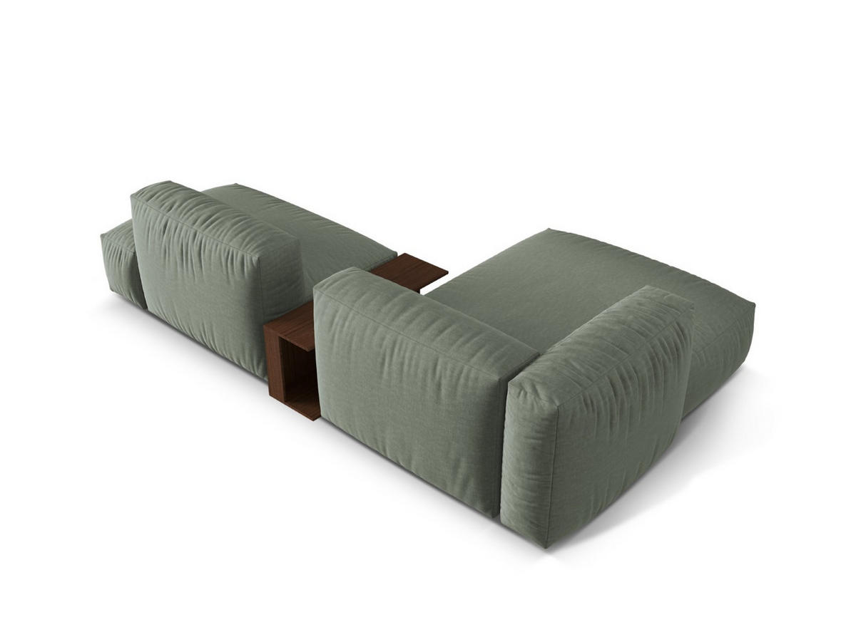 ECKSOFA modular links Martina aus strukturiertem Stoff moosgrün 2 Sitzplätze - Salbeigrün, Textil (176/285cm) - Micadoni