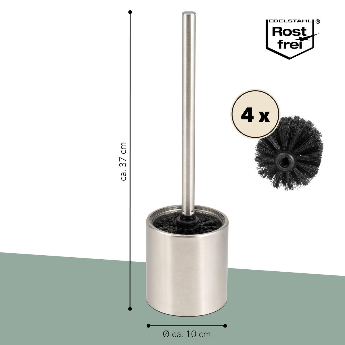 WC-GARNITUR TIRANO, Edelstahl - Edelstahlfarben, Metall (10/37/10cm) - bremermann