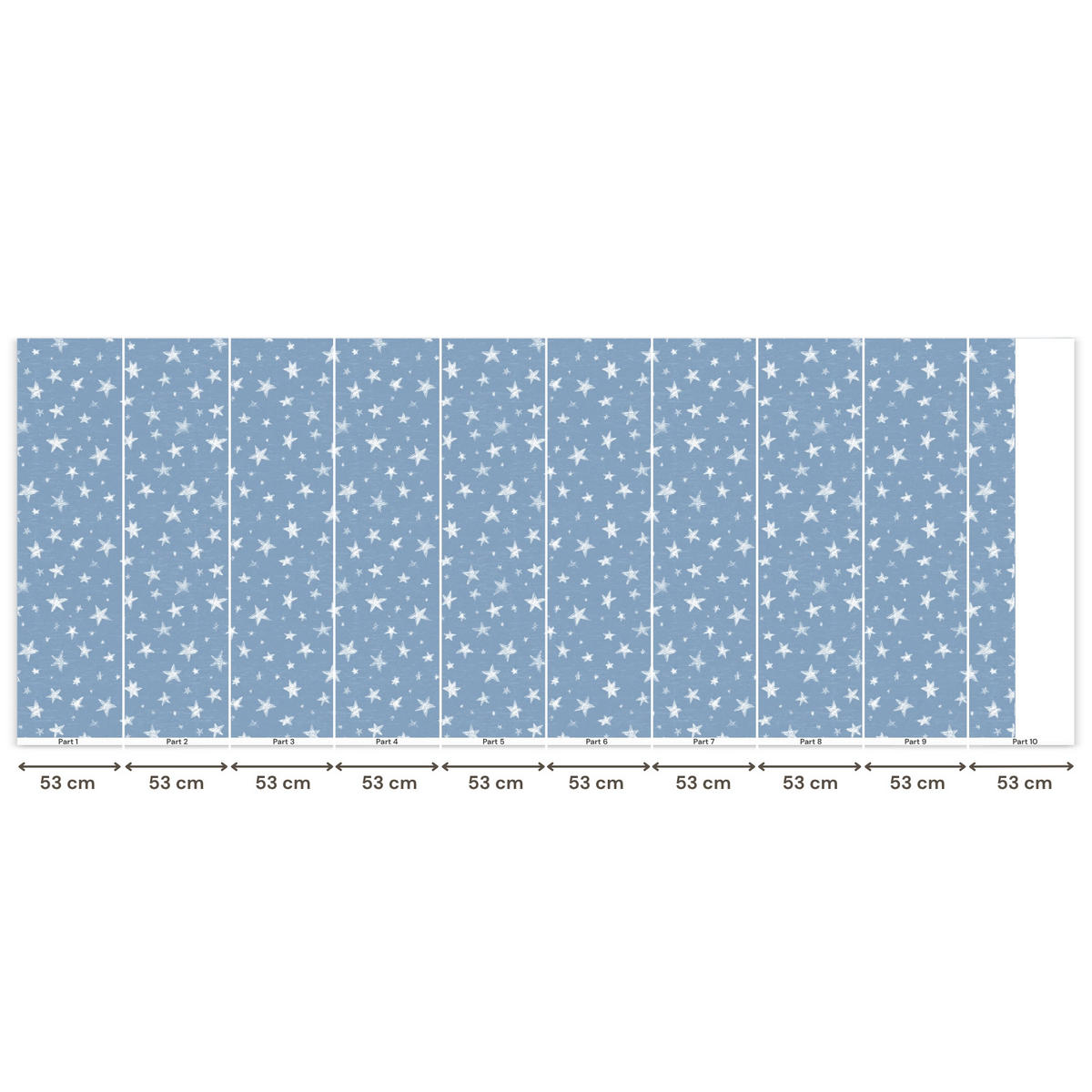 KINDERTAPETE - Sterne - Muster - Blau - 500x200 cm - Hellblau, Papier (500/200cm) - OnlyWow