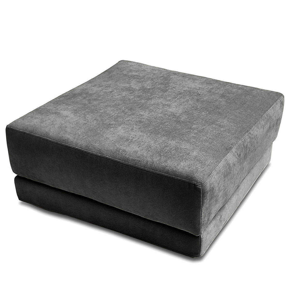 POLSTERHOCKER mit Wechselbezug - Webstoff - Dunkelgrau/Schwarz, Holz/Kunststoff (92/45/92cm) - home24