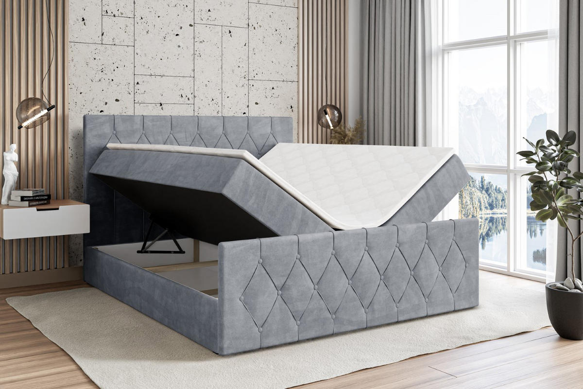 BOXBETT VELANTO-Z - 140 x 200 - H4 - Grau - Grau, Holzwerkstoff (140/200cm) - ALTDECOR