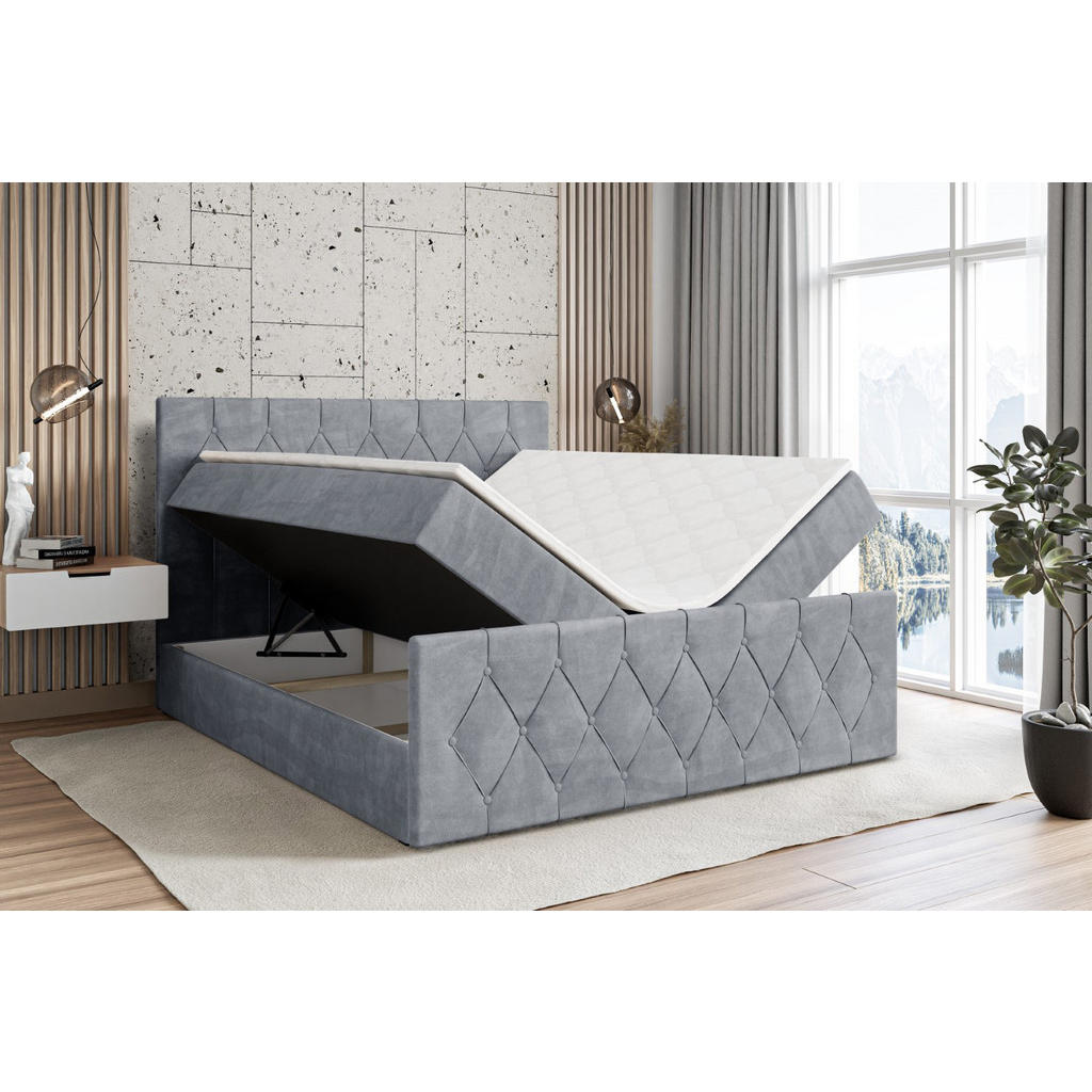 Thumbnail - Altdecor Boxbett, Grau, Holzwerkstoff, Höhe ca. 20 cm, 200x200 cm, Schlafzimmer, Betten, Boxspringbetten