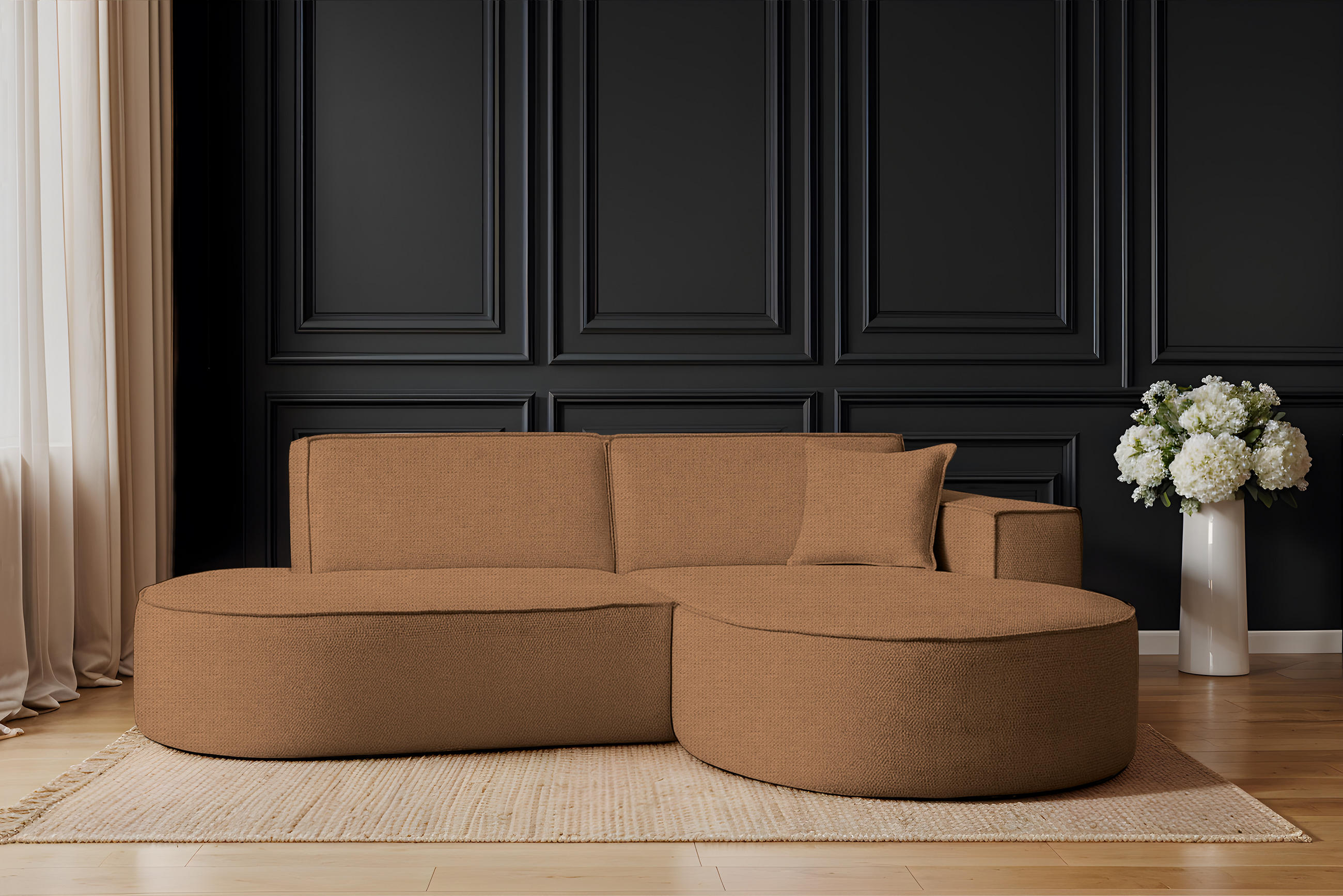 ECKSOFA Modena Studio Stoff Artico, Rust Rechts - Rostfarben, Holz/Textil (236/165cm) - Kaiser Möbel