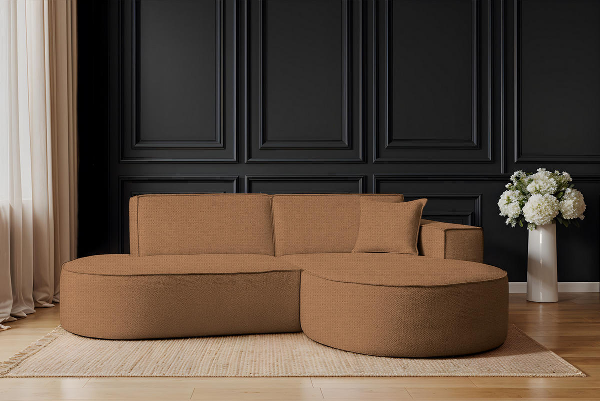 ECKSOFA Modena Studio Stoff Artico, Rust Rechts - Rostfarben, Holz/Textil (236/165cm) - Kaiser Möbel