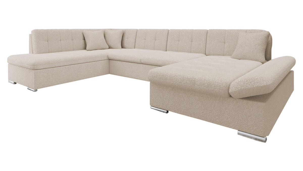 ECKSOFA Bergen Premium, Seite: Rechts - Kaschmir/Silberfarben, Holz/Textil (345/76/205cm) - MIRJAN24