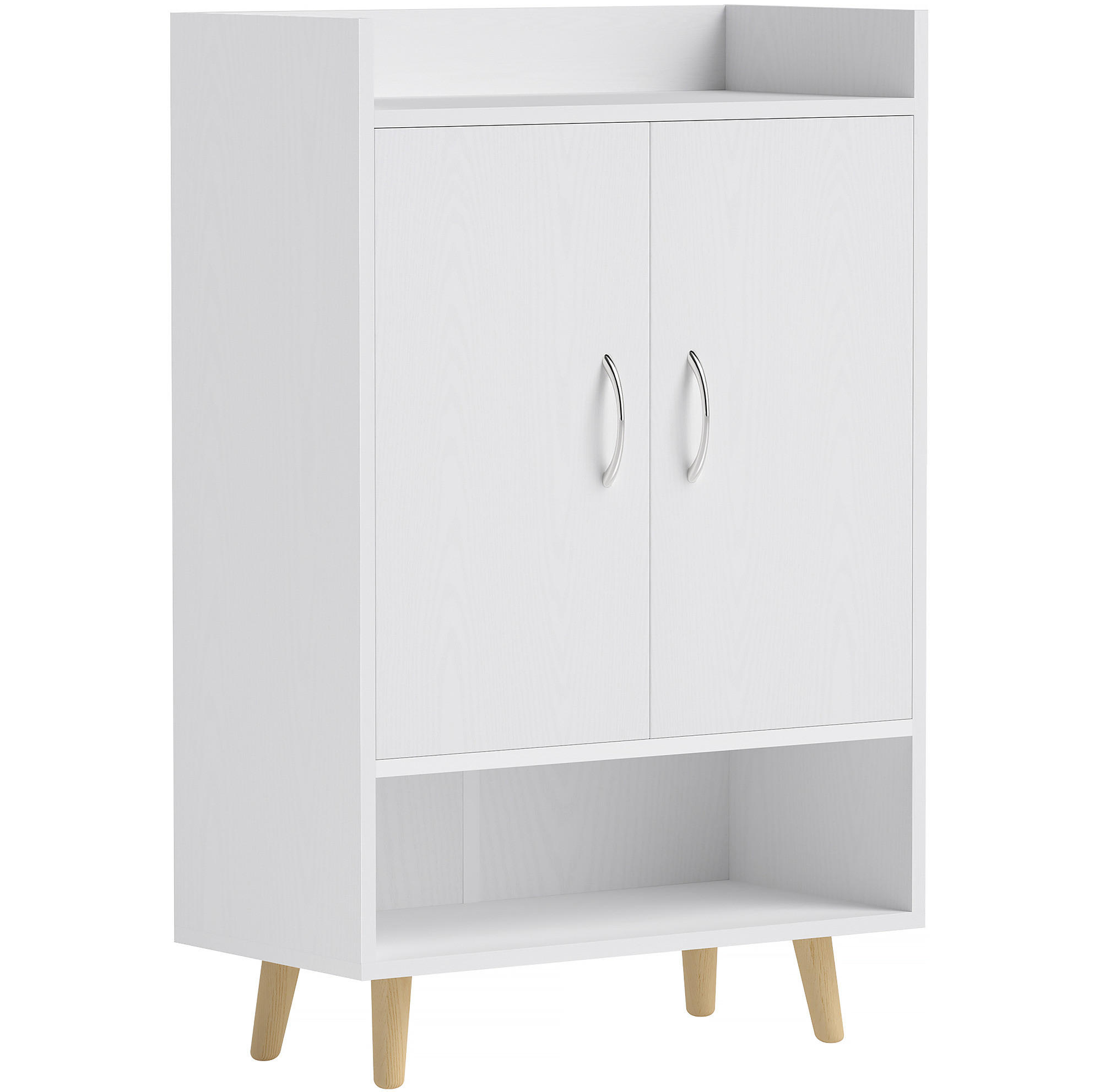 SCHUHSCHRANK 60/30/92 cm in Weiß mit Türen und 3 Innenböden - Weiß, Holz (60/92/30cm) - BEAOK
