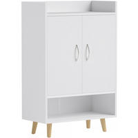 SCHUHSCHRANK 60/30/92 cm in Weiß mit Türen und 3 Innenböden - Weiß, Holz (60/92/30cm) - BEAOK