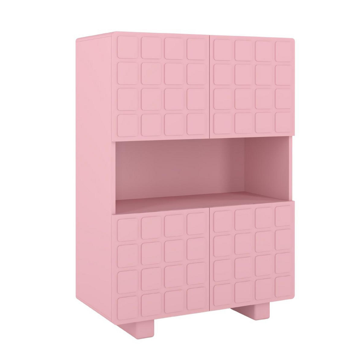 HIGHBOARD Cubo Long, Geometrische 3D Fronten, 85 x 120 cm, Rosa - Hellrosa, Holz/Holzwerkstoff (84.3/120/41.8cm) - Skandica