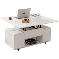 COUCHTISCH 100/100/63,5 cm höhenverstellbar mit Stauraum in Weiß - Weiß, Holzwerkstoff (100/50/48cm) - Flora Grace