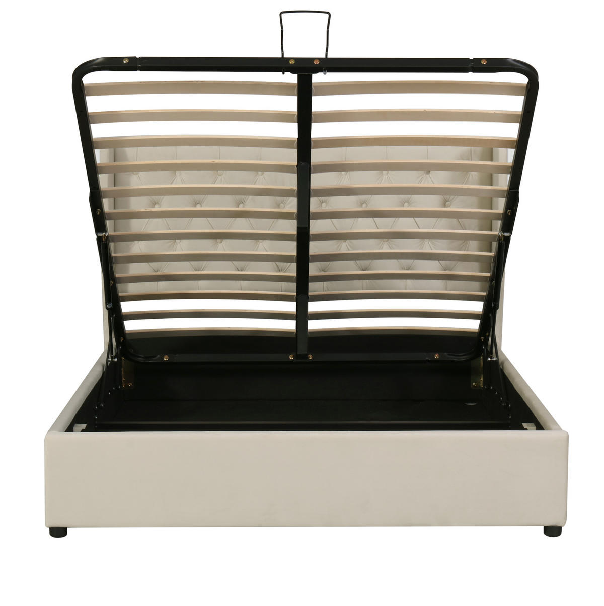 SAMT-POLSTERBETT 160/200 cm mit Bettkasten & Lattenrost, beige - Beige, Textil (160/200cm) - BEAOK