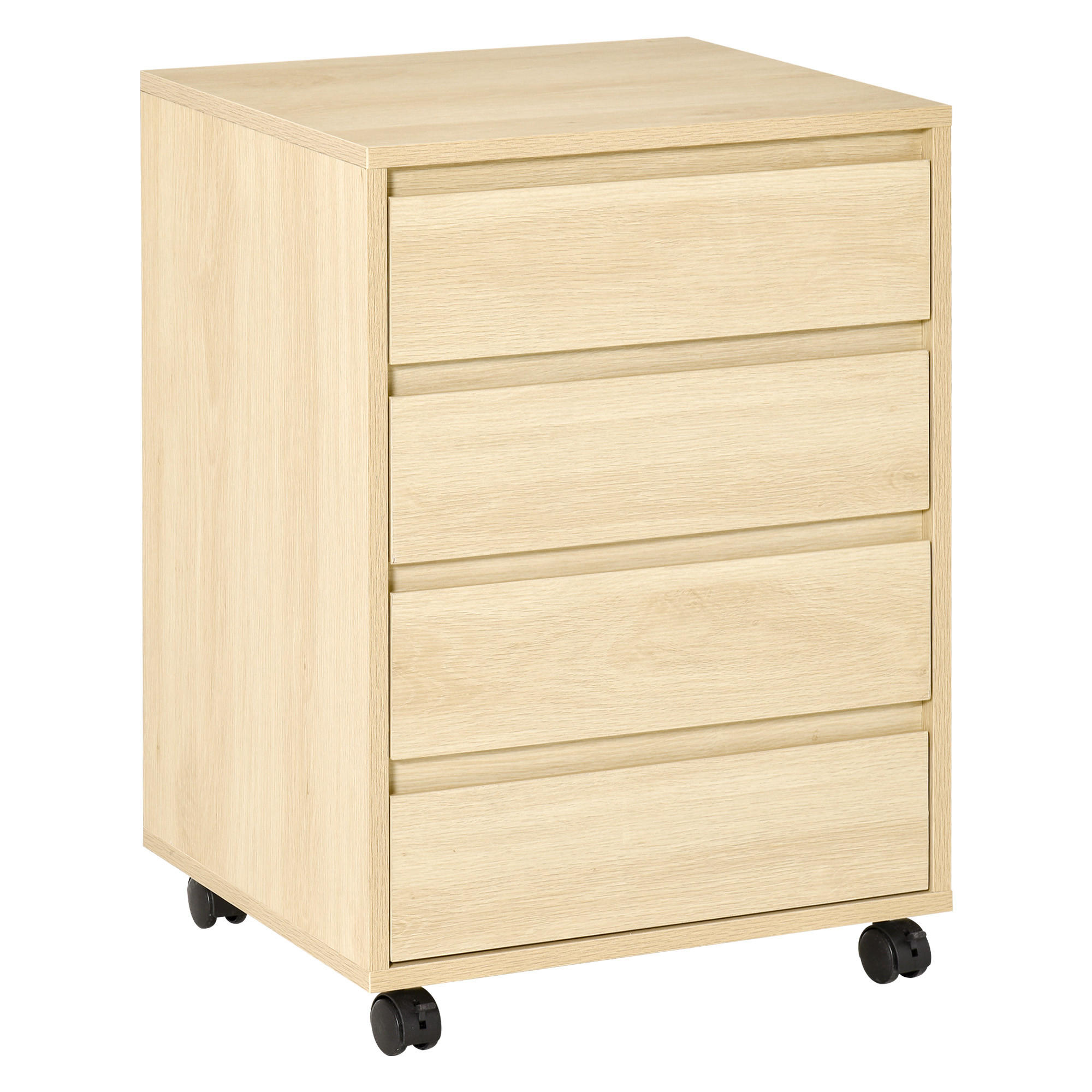 ROLLCONTAINER DE-14408 4 Schubladen, rollbar Holz hell - Naturfarben, Holzwerkstoff (40/65/46cm) - ComfortXL
