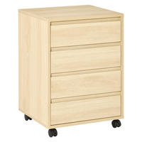 ROLLCONTAINER DE-14408 4 Schubladen, rollbar Holz hell - Naturfarben, Holzwerkstoff (40/65/46cm) - ComfortXL