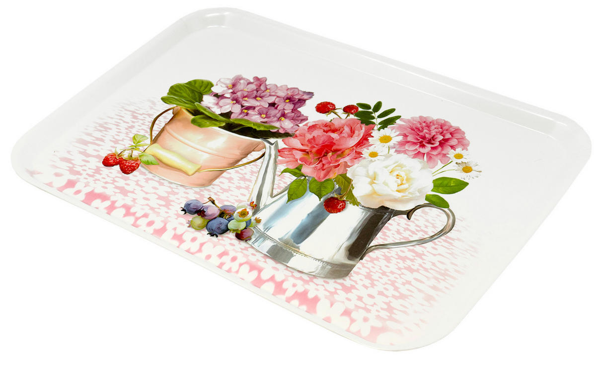 TABLETT Pfingstrose, rechteckige Melamin Serviertablett 45x31 cm - Rosa, Kunststoff (31/2/45cm) - Lashuma