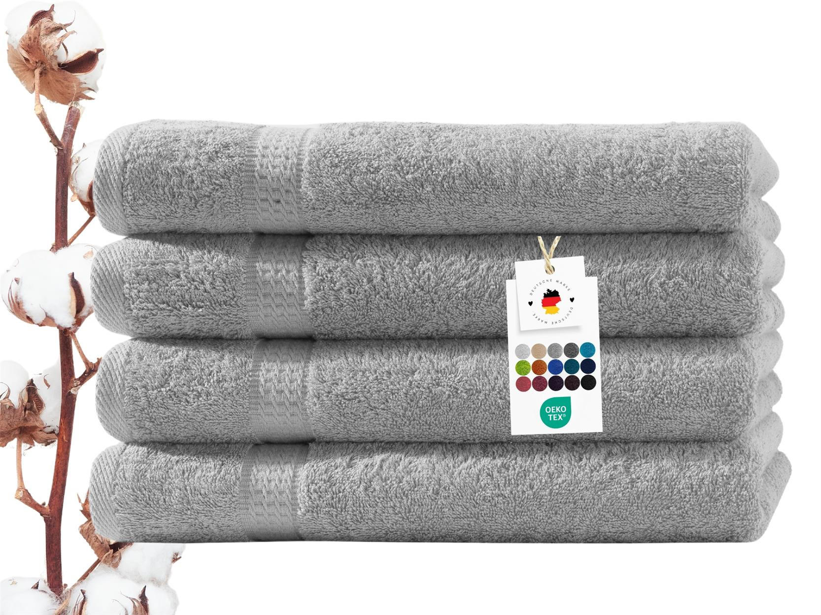 HANDTUCH 50x100 cm Frottier Handtücher im 4er Set aus 100% Baumwolle, Silber 500g/m2 - Silberfarben, Textil (50/100cm) - Carpe Sonno